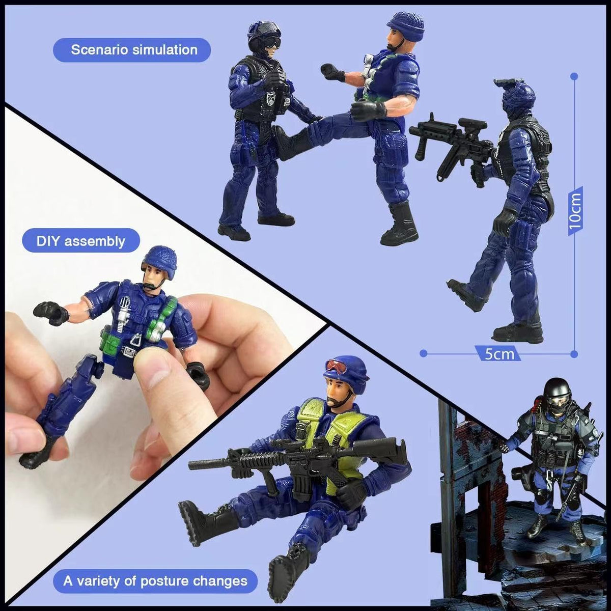 Army Men Action Figures, Soldiers Toys with Weapons for Boys 4-7 - Dark Blue - image 2