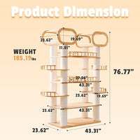 77'' Large Modern cat Tree, Multi-Level Tall Solid Cat Tower, Cat Furniture for Indoor Cats, Huge Cat Condo for Multi-Cat Families