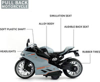 CYYSFIVQZ red 1:12 die cast motorcycle toy with lights, sounds and pull back motor - view 14