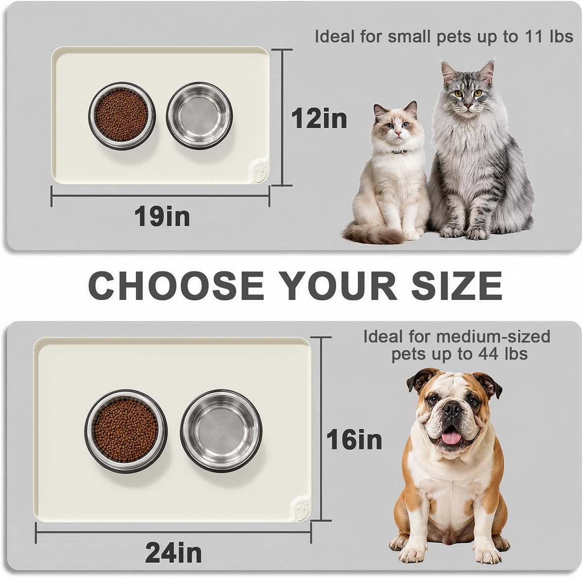 Silicone Pet Feeding Mats, 24''x16'' Large Size, Waterproof - CreamWhite / 24"L x 16"W - image 4