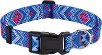 Mihqy Dog Collar for Medium Dogs, Fashion Design, M - S (Neck 9.8-15.7", Width 5/8") / Blue Ethnic Style