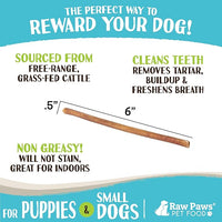 Raw Paws Standard Bully Sticks for Small Dogs, 6-Inch (10 Count) - Low Odor Junior Bully Chews - Free-Range Pizzle Sticks for Dogs - Single Ingredient Dog Chews - Rawhide Alternative - Long Lasting