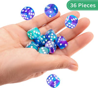 24 of Pack 16MM 6 Sided Dice Set, Two Colours D6 Game Dice Set - Green Purple Glitter - image 3