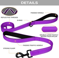 Joytale Reflective Dog Leash for Medium & Large Dogs - 5 ft 2 Handle / Purple - image 2