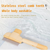 Pet Hair Removal Comb Flea Comb, Cat Grooming Brush with Release Button, Cat Grooming Supplies for Short and Long Hair Cats Removing Matted Fur