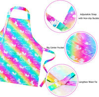 PASHOP rainbow unicorn kids apron 2 pack with front pockets in waterproof polyester - view 8