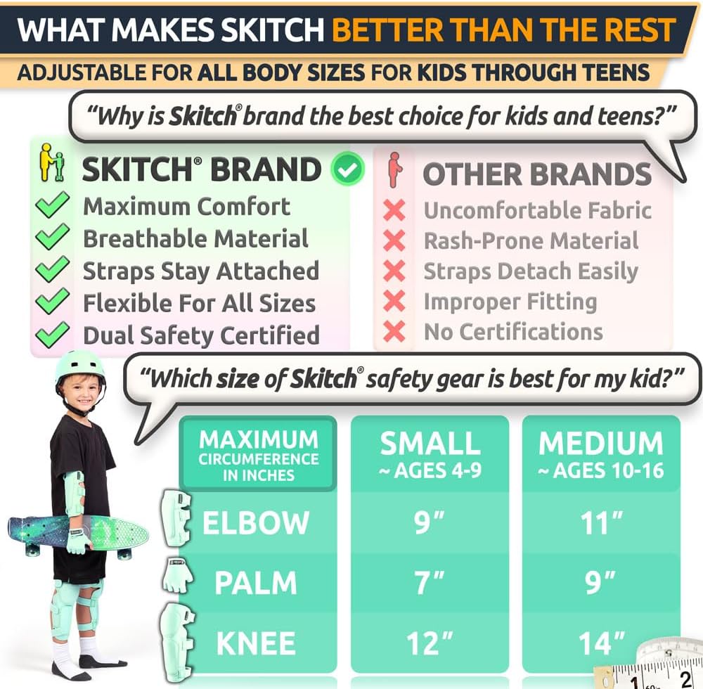 Skitch kids protective gear set with knee pads, elbow pads, wrist guards and bag - view 6