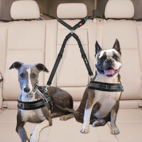 Lukovee Double Dog Car Seat Belt, No Tangle Headrest Restraint – Essentials for Dogs - Black / 2 Pack - image 4