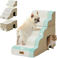 Dog Ramp for Large Dogs with Tunnel, 24" H 5 Steps for High Bed – Essentials for Dogs - 5-Steps Curved / Beige Fleece