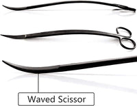 Aquascaping Tools 7 in 1 Kit Aquarium Plant Scissors Tools Set Curved & Waved Scissor Tweezers Spatula Stainless Steel Anti Rust Tools for Aquascape Black