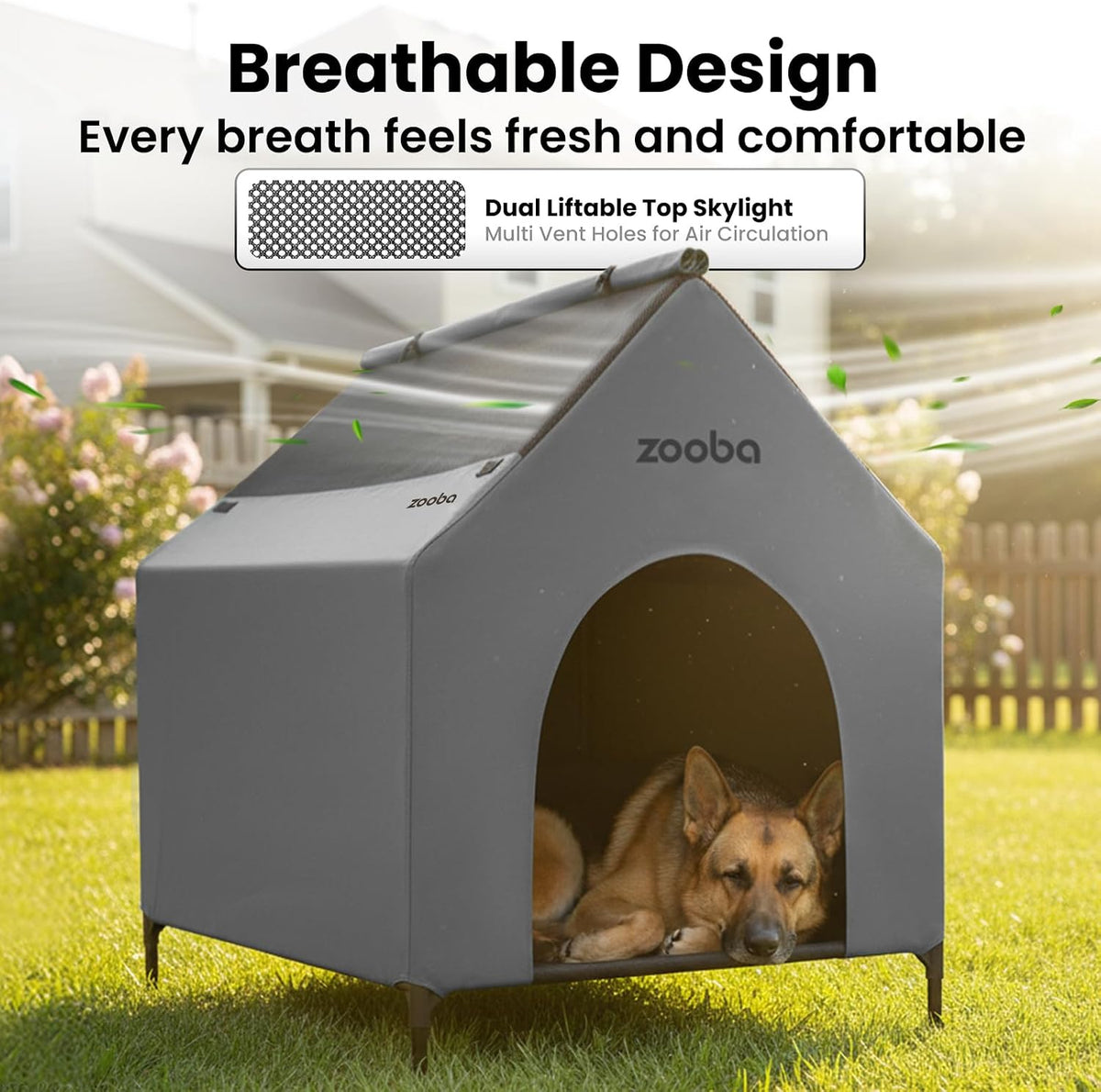 Zooba Large Dog House Outdoor - Grey / Medium: 29 inch - image 2