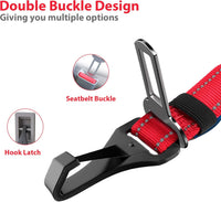 IOKHEIRA Dog Seatbelt, Updated Adjustable Harness Reflective Bungee Dog Car Seat Belt with Aviation - Fire Red - image 2