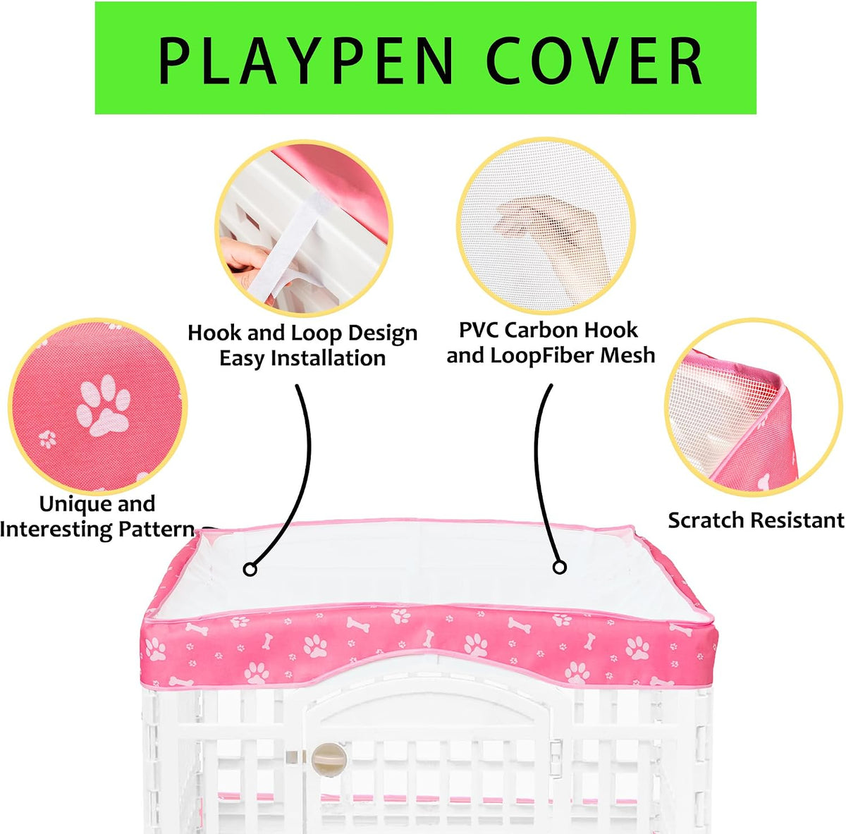 2 Pack Dog Playpen Cover and Bottom Pad Fits for 36 Inch 4 Panels Pet - Pink - image 3