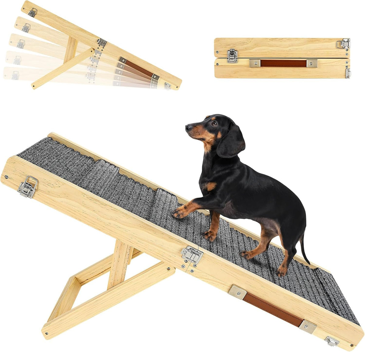 Pawaboo 2026 Upgraded Small Dog Ramp for Couch Foldable - A-wood Color / 80×30cm-for couch