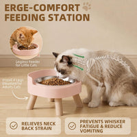 Elevated Cat Bowls, 2P Raised Cat Food and Water Bowl Set for Indoor Cats, Splash Proof with 2 - 2P Cat Bowls - Pink - image 3