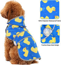 Dog Raincoat, Waterproof Dog Rain Jacket with Hood - Blue Duck / Small - image 4