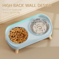 Elevated Cat Bowl, Raised Cat Food and Water Bowl Set for Indoor Cats, Splash Proof with 2 - Cat Bowls-Blue - image 2