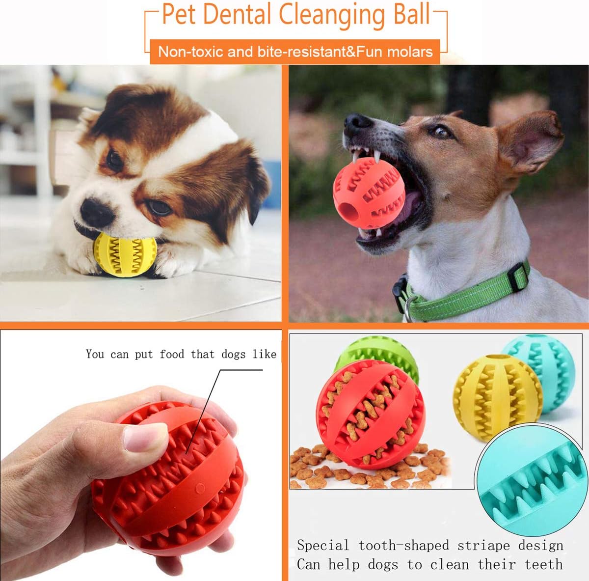 Sunglow 2 Pack Dog Toy Ball – Essentials for Dogs - Red/Yellow / 2 in - image 3