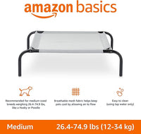 Amazon Basics Breathable Cooling Elevated Dog Bed with Durable Metal Frame, Medium, 43 x 26 x 7.5 Inch, Grey