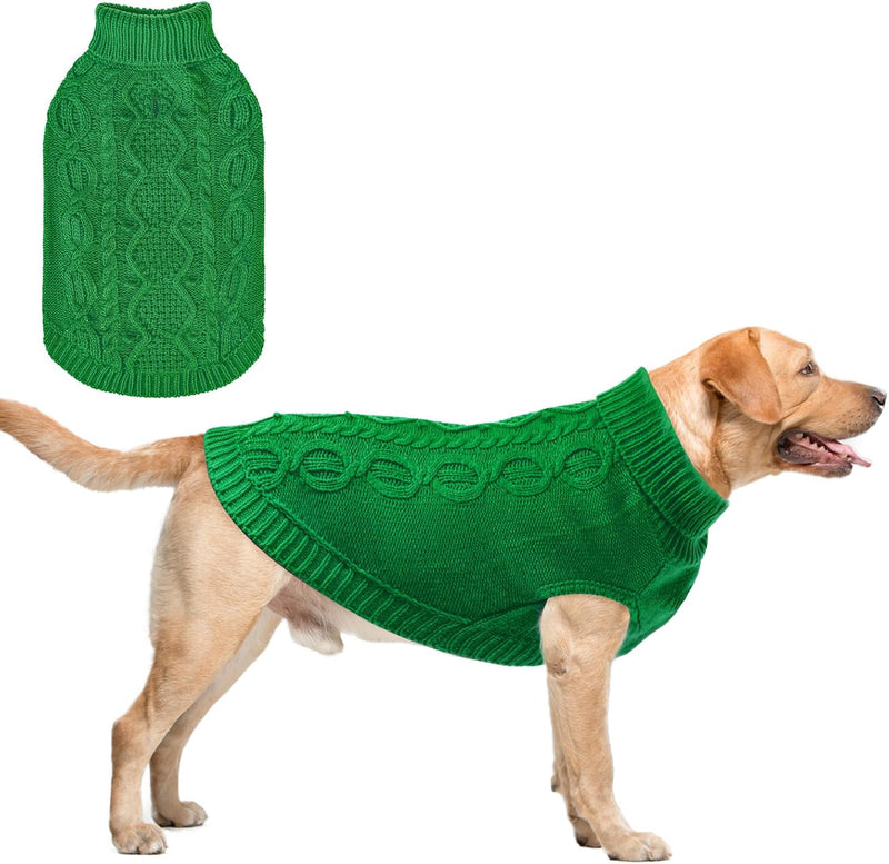 Knitted Dog Sweater for Large Medium Small Dogs Girl Boy – Essentials for Dogs - Green / Large(Back Length 20in)