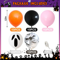 Froova black and white Halloween balloons with ghost and bat prints and bat stickers - view 32