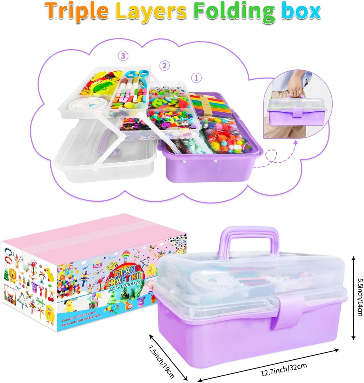 Itopstar 3000 Kids Arts and Crafts Supplies for Kids Crafting Supply - Light Purple 3000pcs - image 2