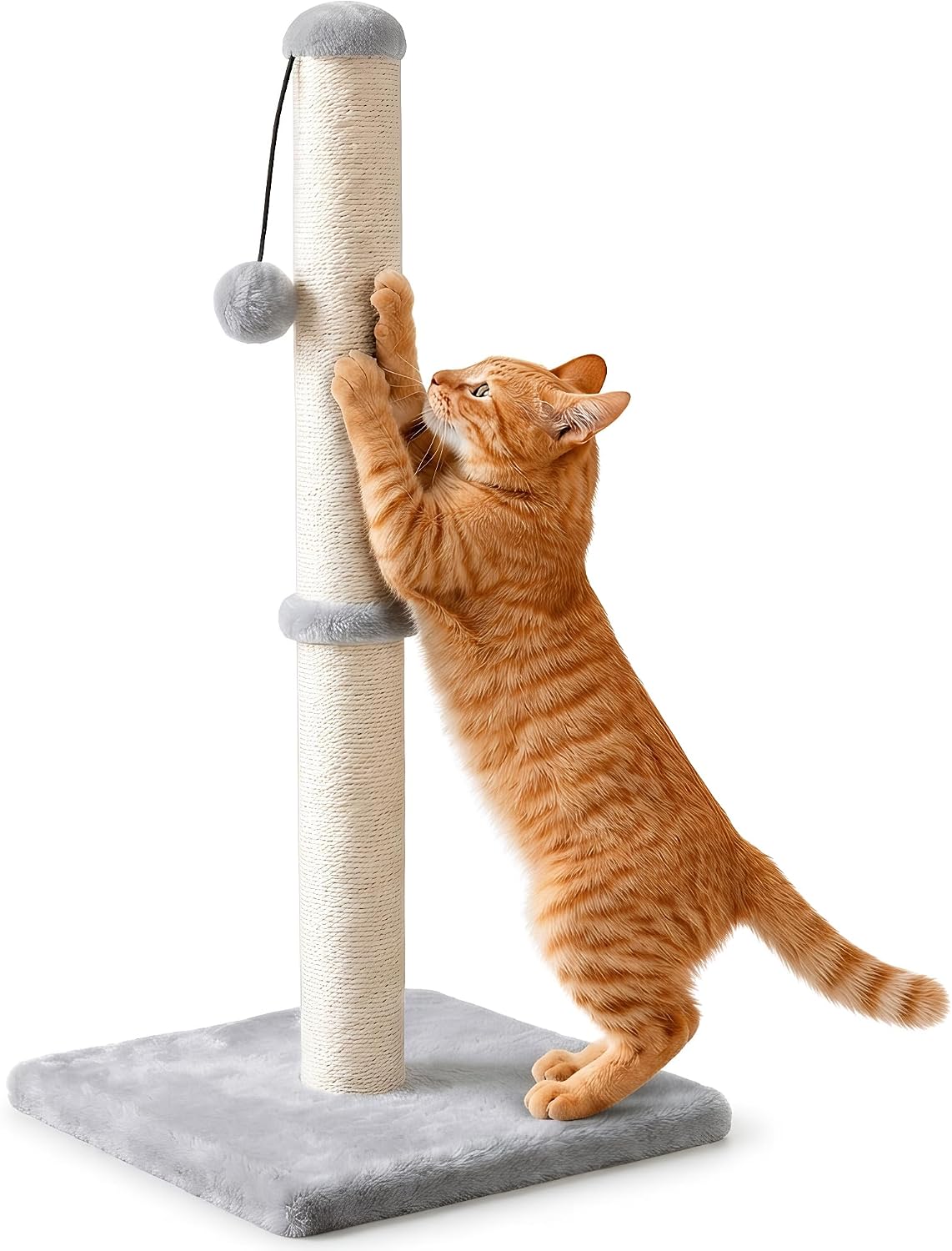 Dimaka Tall Cat Scratching Post Tree Scratcher with Sisal Rope - Grey / 29 inches for All Cats