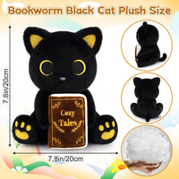 MUFEIRUO Halloween black cat plush holding pumpkin bag, wearing orange witch hat - view 33