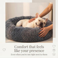 Small Calming Dogs Bed for Small Dogs Anti-Anxiety Machine Washable - Dark grey / 30 inches - image 2