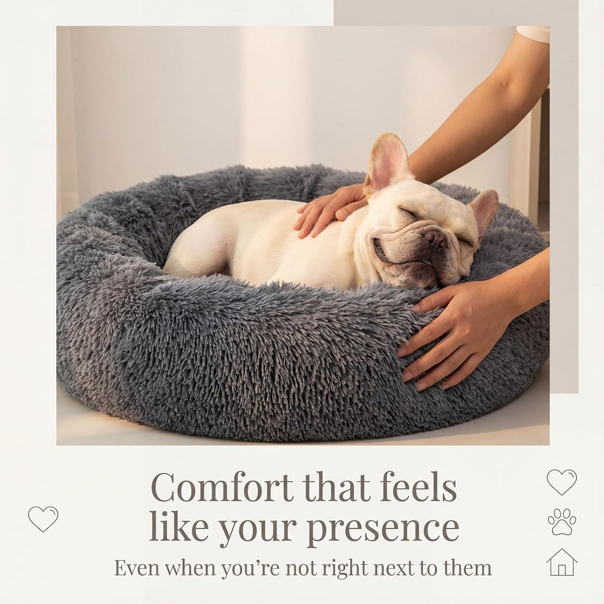 Small Calming Dogs Bed for Small Dogs Anti-Anxiety Machine Washable - Dark grey / 30 inches - image 2