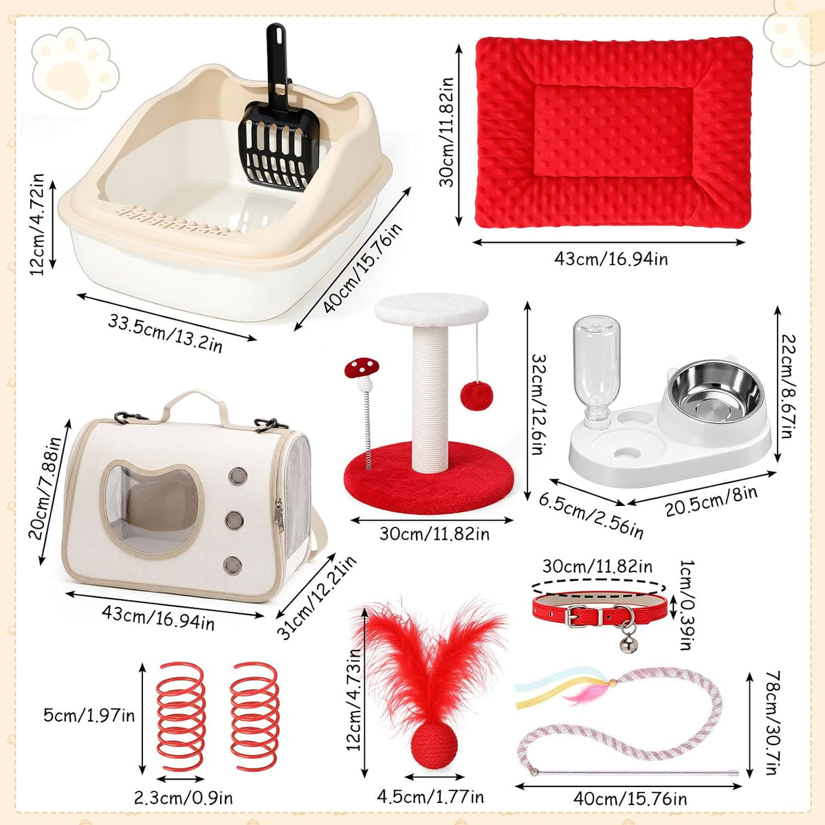 Eccliy 10 Pcs Kitten Starter Kit for Indoor - Classic / Small / Red - image 2