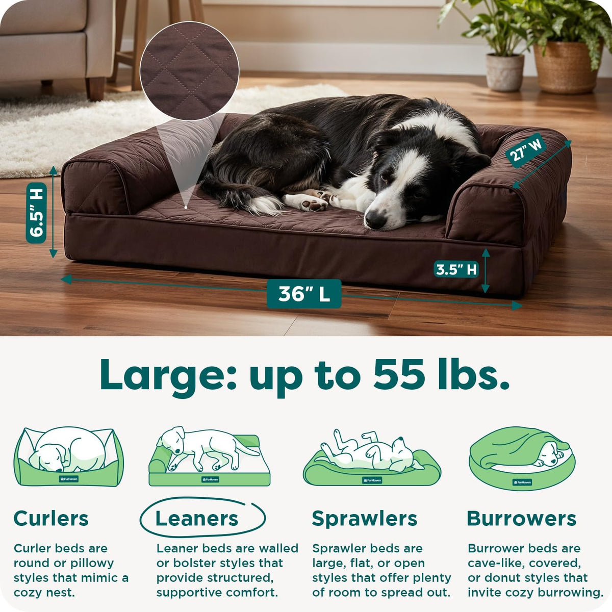 FurHaven Classic Sofa Orthopedic Dog Bed for Large Dogs - Large / Coffee - image 3