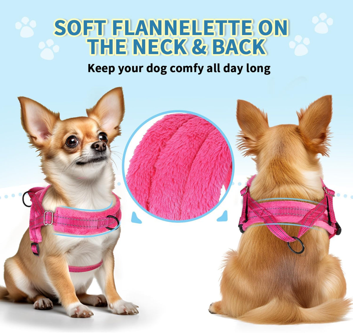SlowTon No Pull Small Dog Harness and Leash Set with Front Clip – Essentials for Dogs - Medium / Fuchsia - image 2