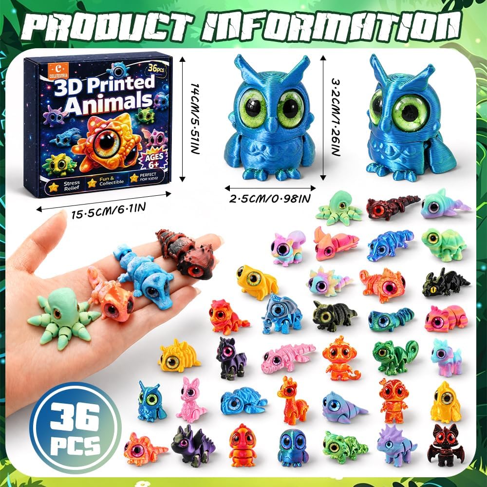 Celltestria 18PCS 3D Printed Skeleton Fidget Toys with Coffin Storage - Kawaii - image 2