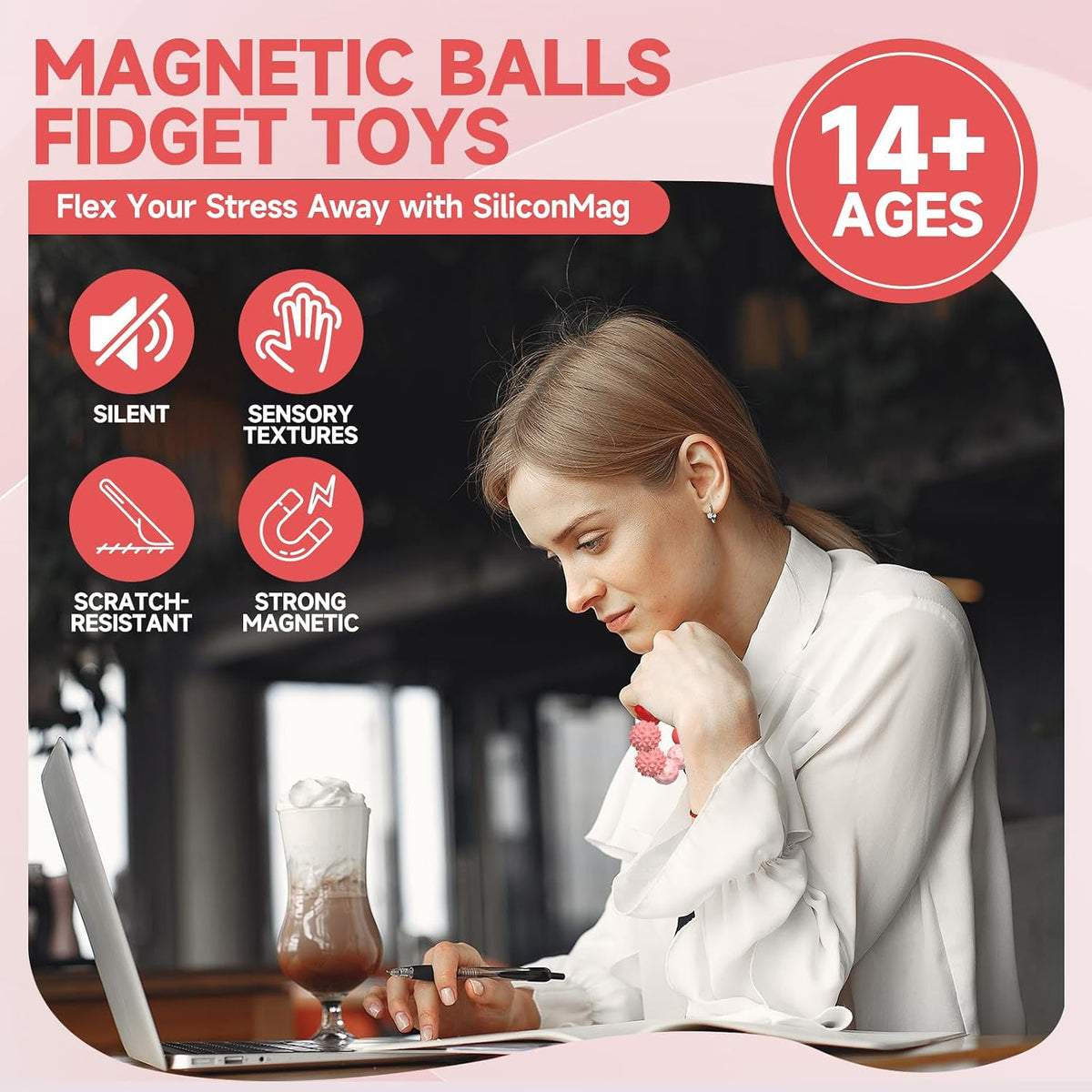 Magnetic Fidget Balls for Adults & Teens - Purple/Pink (8-pack) - image 2