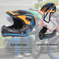 ROCKBROS Kids Full Face Bike Helmet Lightweight Detachable MTB Helmet – Fun for Kids & Family - Black Orange / Small - image 3