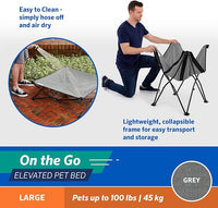 Coolaroo On-The-Go Elevated Dog Bed - Foldable Pop-Up Travel Dog Bed with Breathable, Moisture-Resistant Fabric, Carry Bag Included, Lightweight & Portable, Steel Gray, Large