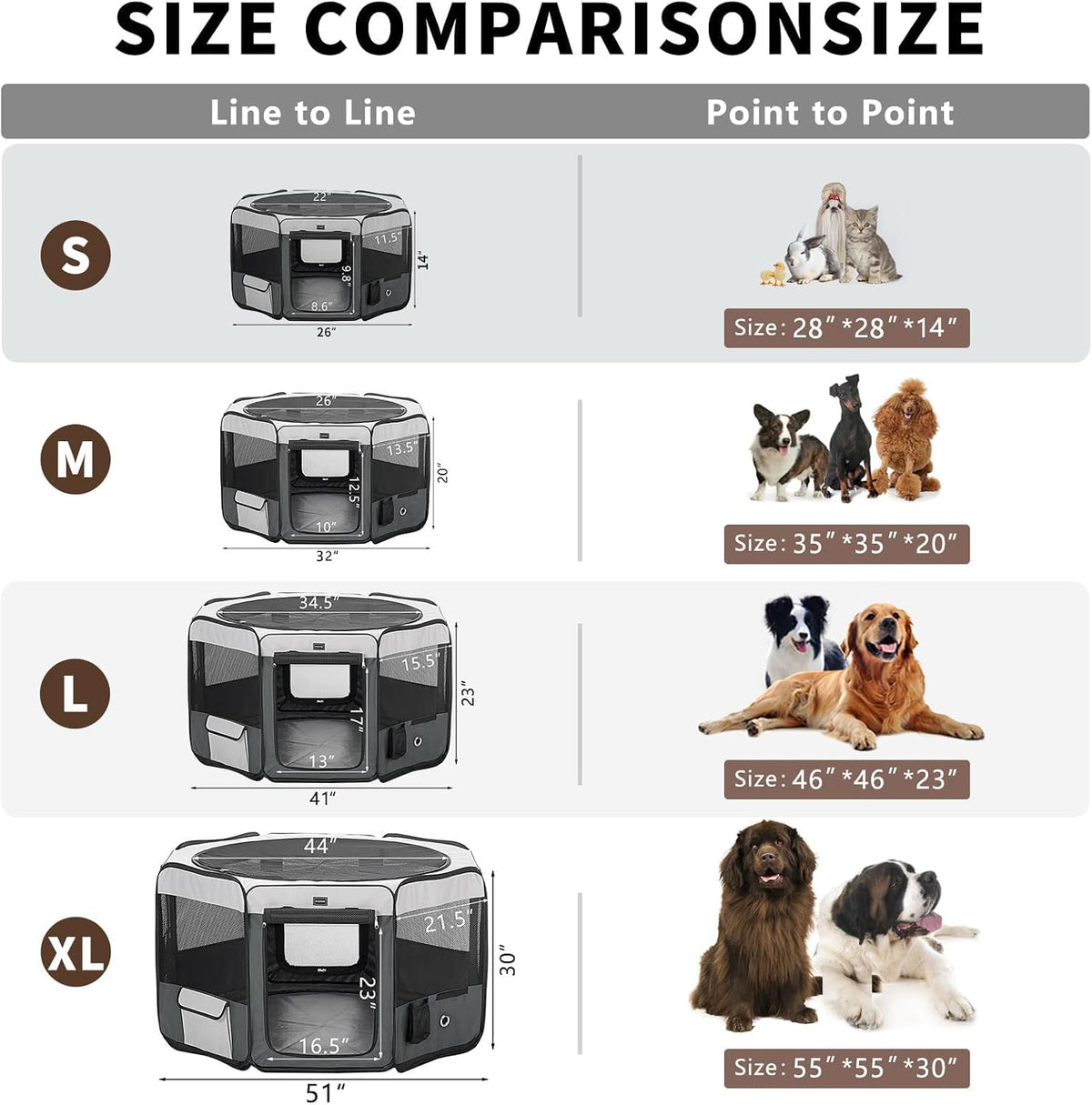 Dog Playpen Portable Pet Play Pens for Small Dog/Cat/Rabbit/Chicks - Gray / 8 / Medium (36"x36"x20") - image 2