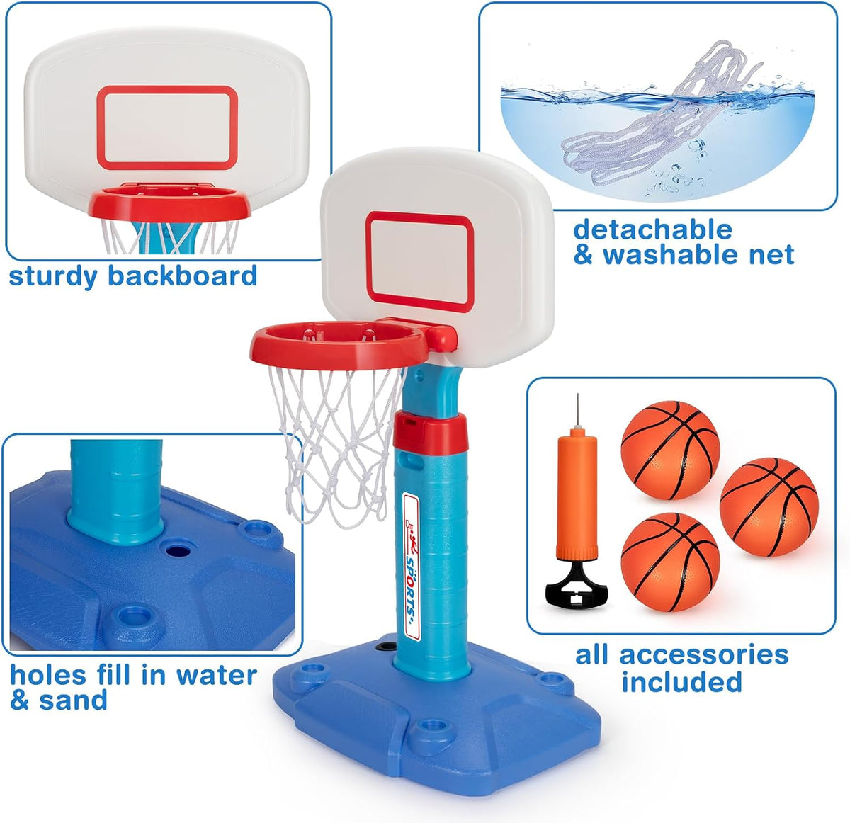 Kids Basketball Hoop, Adjustable Toddler Basketball Hoop Set for Ages 1-3 – Fun for Kids & Family - Blue - image 4