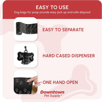 Downtown Pet Supply Poop Bags for Dogs with Dispenser - 220 Count (Pack of 1) / Black with Paw Prints - image 3