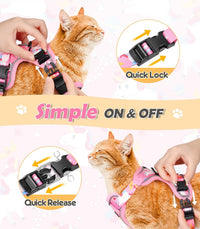 Cat Harness and Leash Set[MAX Safety 4th-Gen] Cute Escape Proof Vest - H603 Pro Pink Unicorn / Medium (13-18lb) - image 3