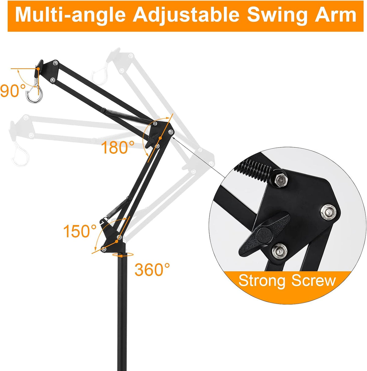 Reptile Lamp Stand Reptile Light Stand – Essentials for Reptiles And Amphibians - 15.7-74.3 inches (without Lampshade) - image 3