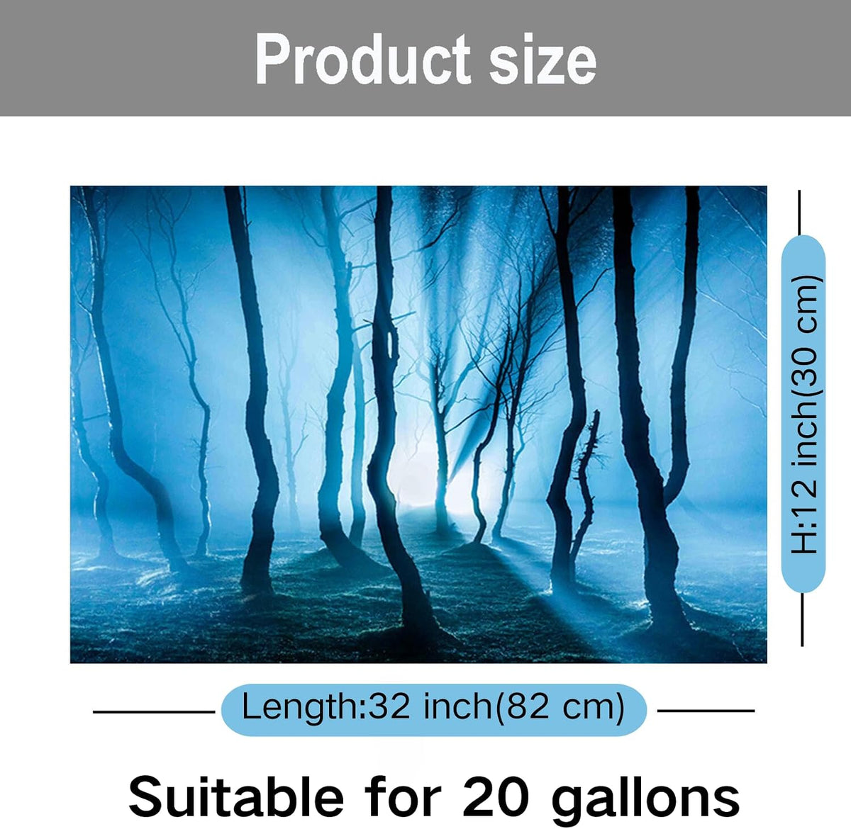 ELEBOX Fish Backgrounds Paper Double Sides 3D Stone & Trees Aquarium - H:11.8"x L:32.3" / N - image 2
