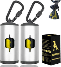 Metal Dog Poop Bag Holder 2-Pack w/Leash Clip - Silver / 2 Count (Pack of 1)