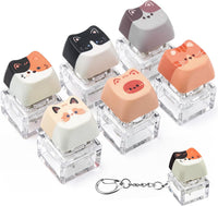 6 Pcs Keyboard Fidget Toy Keyboard Fidget Keychain - Retro / Cat / 6