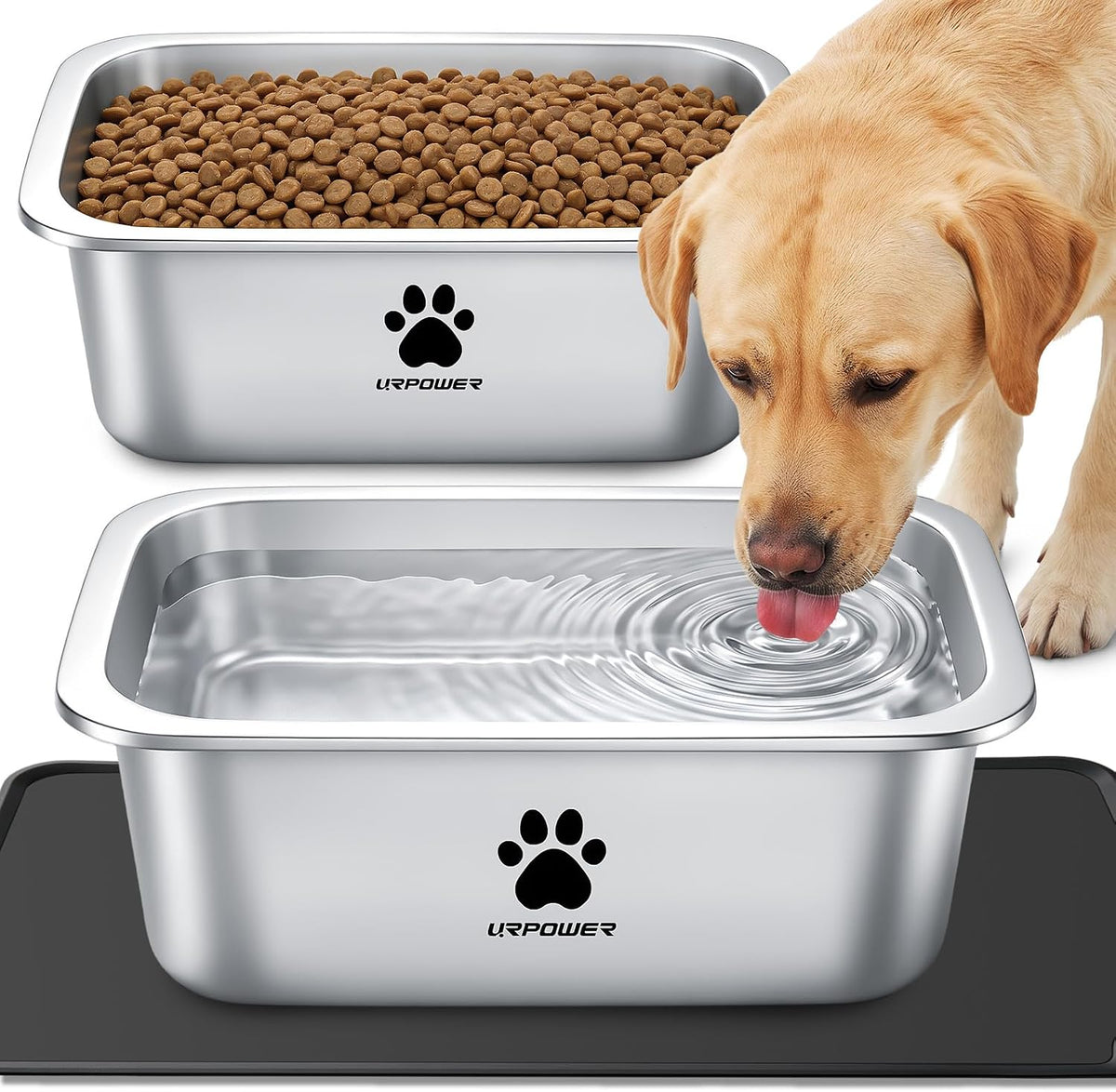 URPOWER 2 Pack 1.25 Gallon Large Dog Water Bowl Stainless Steel Dog - 1.25 Gallon