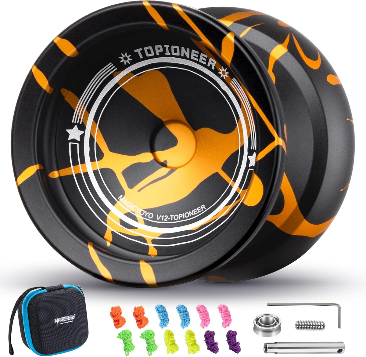MAGICYOYO V12 Finger Spin Yoyo - Black Gold Splash