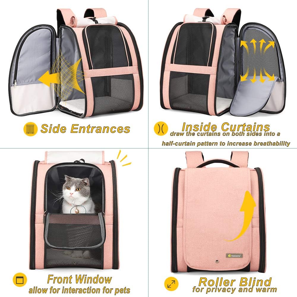 Texsens Innovative Traveler Bubble Backpack Pet Carriers for Cats - Upgraded-Pink - image 3