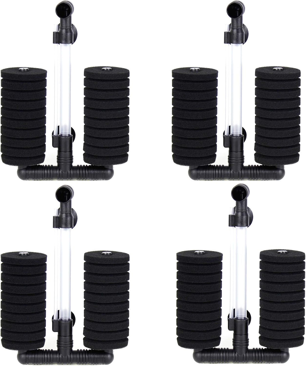 AQUANEAT 4 Pack Double Bio Sponge Filter, for Fry, Betta, Shrimp - Large 4pcs