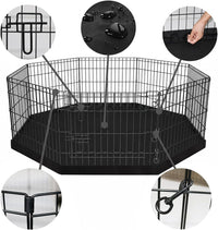 Foldable Metal Dog Exercise Pen/Pet Puppy Playpen Kennels Yard Fence - Black / 30''H / Playpen+Bottom Pad - image 2
